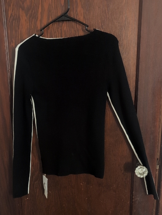 Commense Sweaters - Commense Black Crewneck Sweater with White Trim